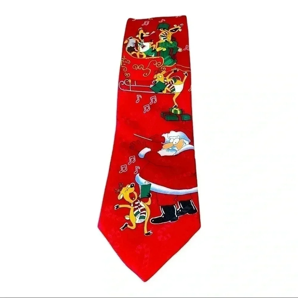 Vintage Hallmark Necktie With Santa As Musical Director